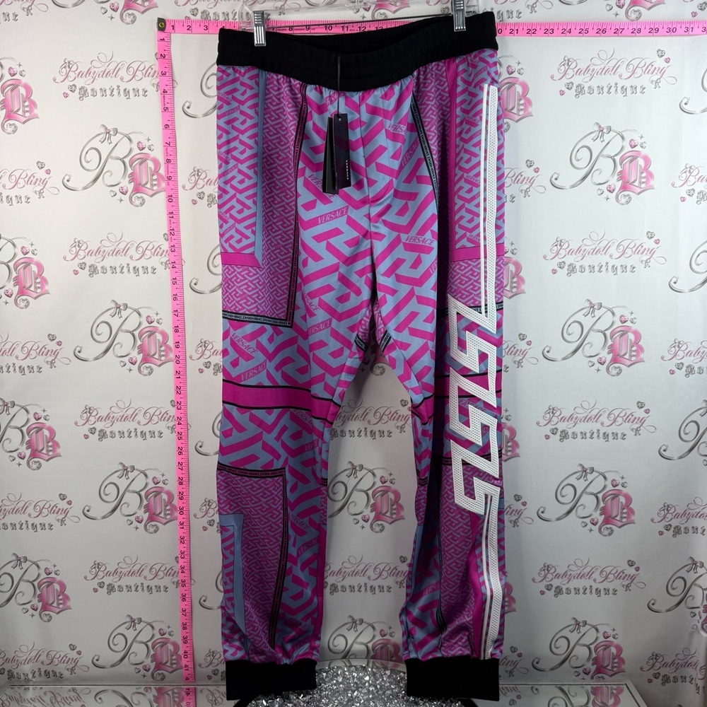 Versace sweatpants joggers greca purple Pink white Light Blue Graphic Logo NWT